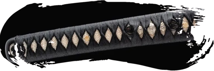 Tsuka en seda negra con menuki Sankosho